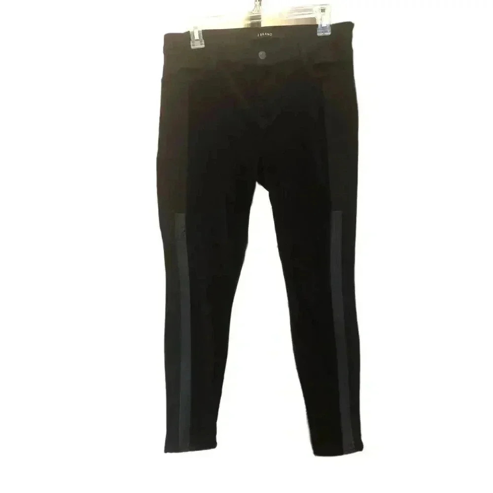 J BRAND Leather Panel Pieced Velvet Stretch Leggings Hewson Pants - size 31